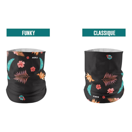 Cache-cou MultiTube Actif Fleurs Noir reversible funky classique