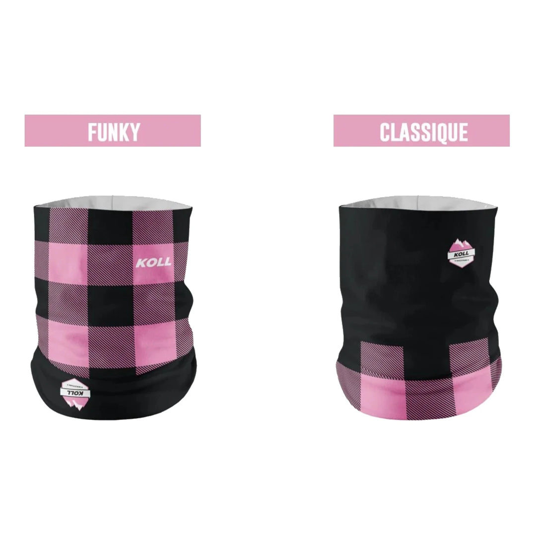 Cache-cou MultiTube Actif Carreaux Rose Noir reversible funky classique