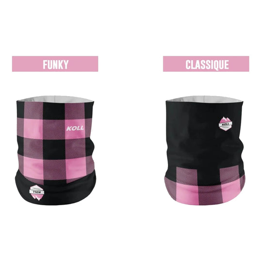 Cache-cou MultiTube Actif Carreaux Rose Noir reversible funky classique