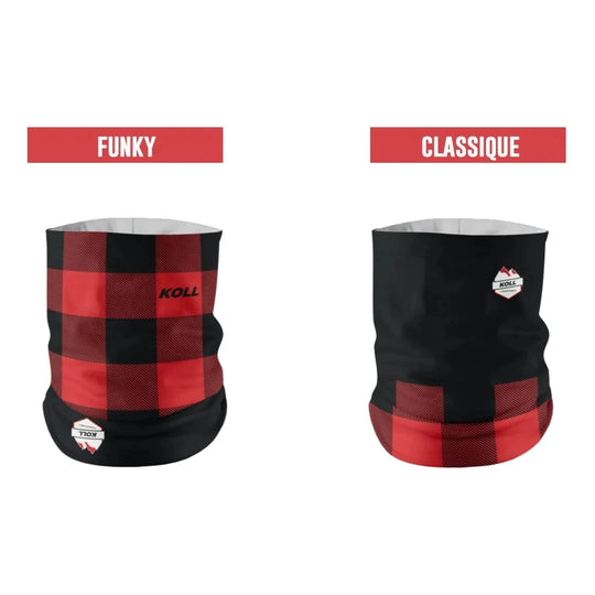Cache-cou MultiTube Actif Carreaux Rouge Noir reversible funky classique