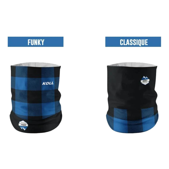 Cache-cou MultiTube Actif Carreaux Bleu Noir reversible funky classique
