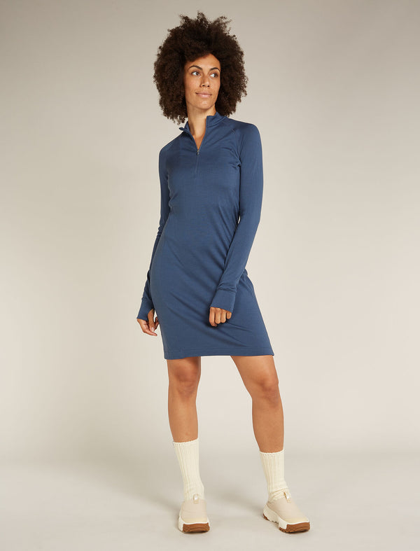 Robe Merino 260 Granary LS Demi Zip - Femme