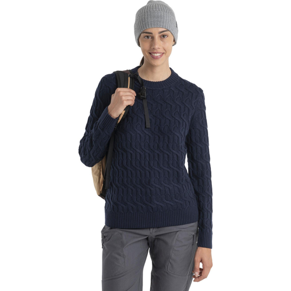 Merino Cable Knit Crewe Sweater - Women's