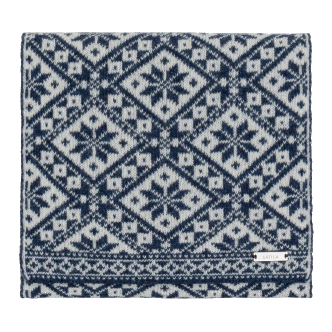 Foulard Granit motif flocon marine et beige