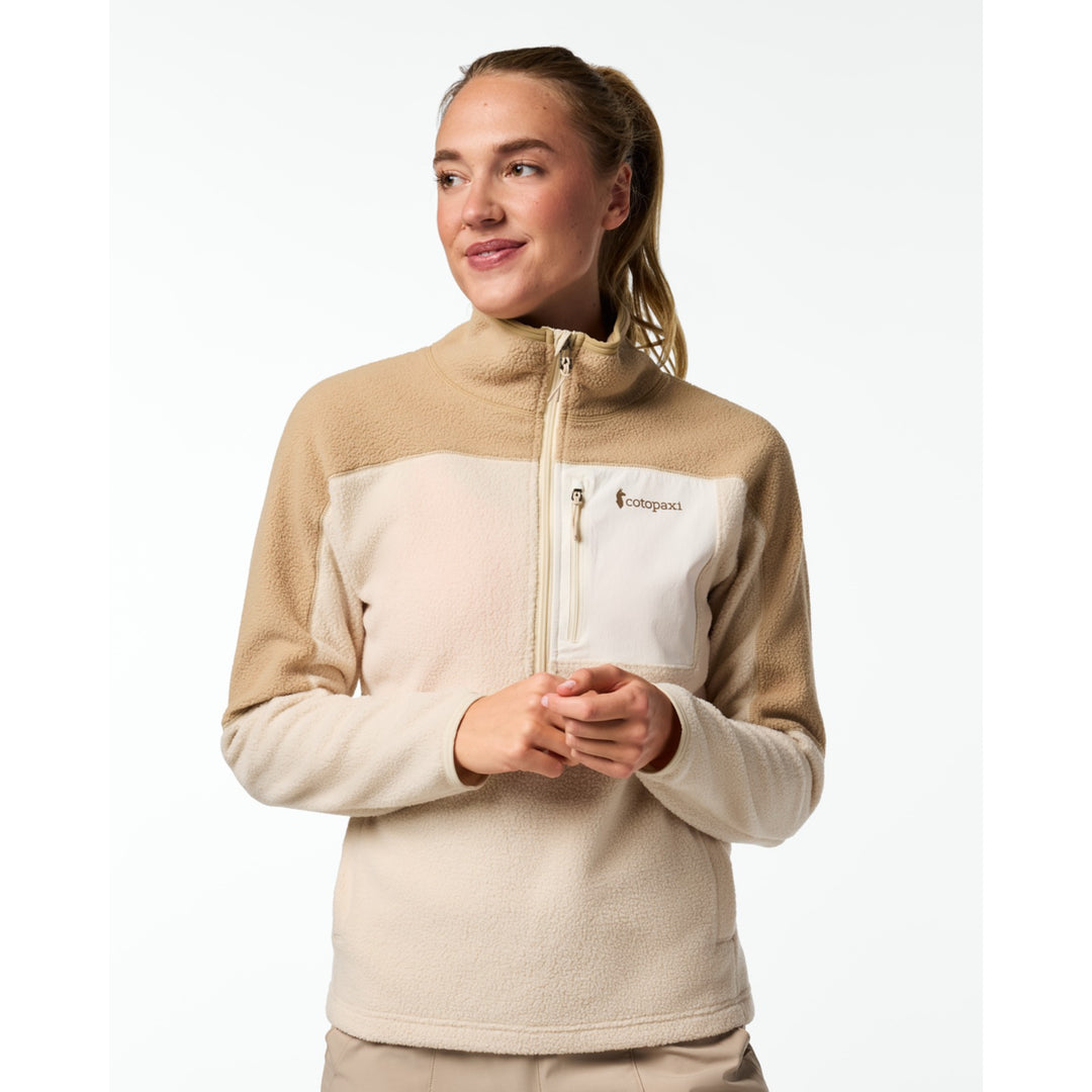 Chandail en polaire demi-zip Abrazo - Femme - Khaki/Cream