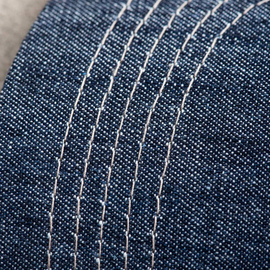 Casquette Keps Dovetail Workwear Denim/Khaki - detail du denim et des surpiqures