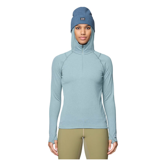 Chandail Crater Lake Mountain Hardwear femme Blue Sage/Ice Shadow - vue de face portee