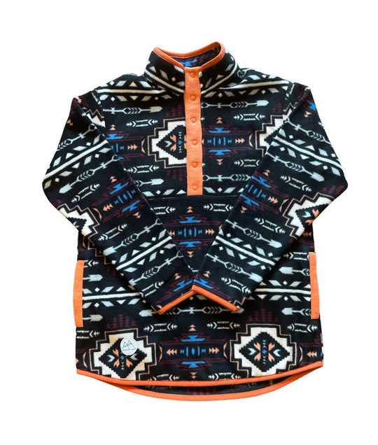 Chandail polaire Tempête à motifs noir et salmon - Petit Montagnard