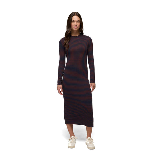 Robe mi-longue Lotus - Femme - Cacao Stripe - vue 2