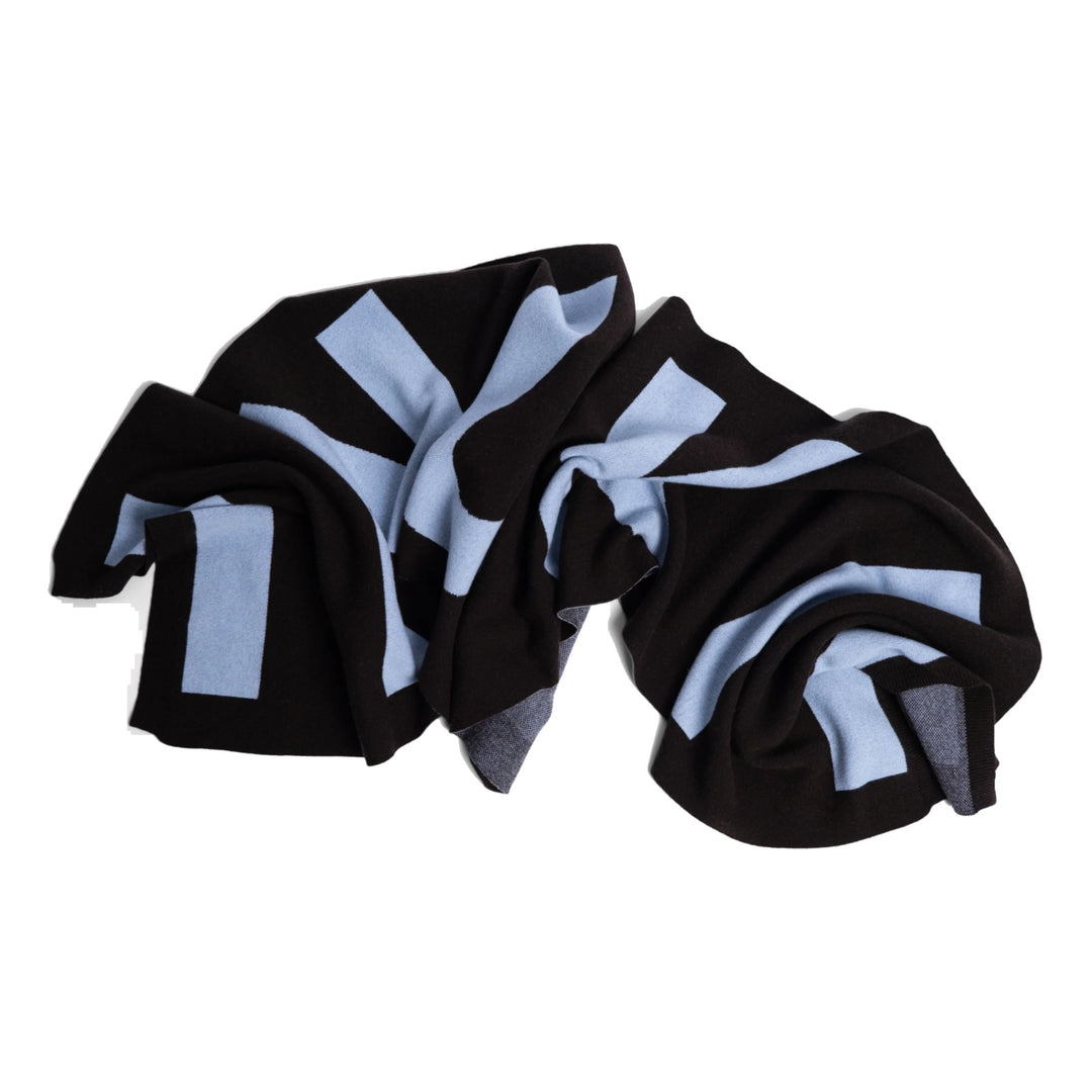 Foulard Jacquard INUIKII brun foncé et bleu - vue produit