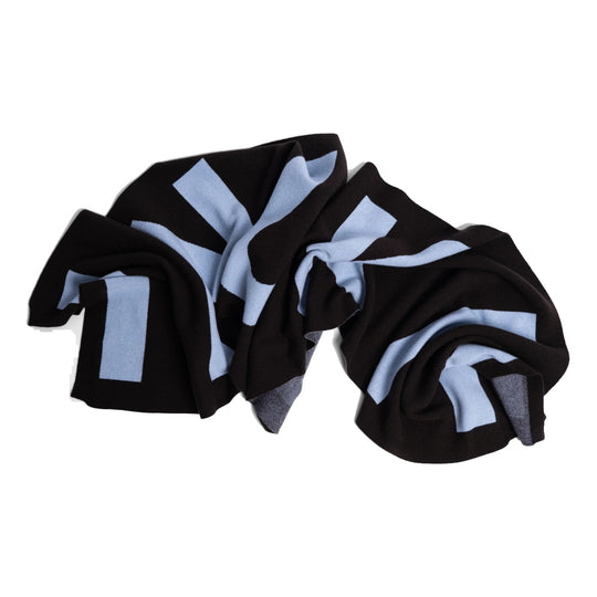 Foulard Jacquard INUIKII brun foncé et bleu - vue produit